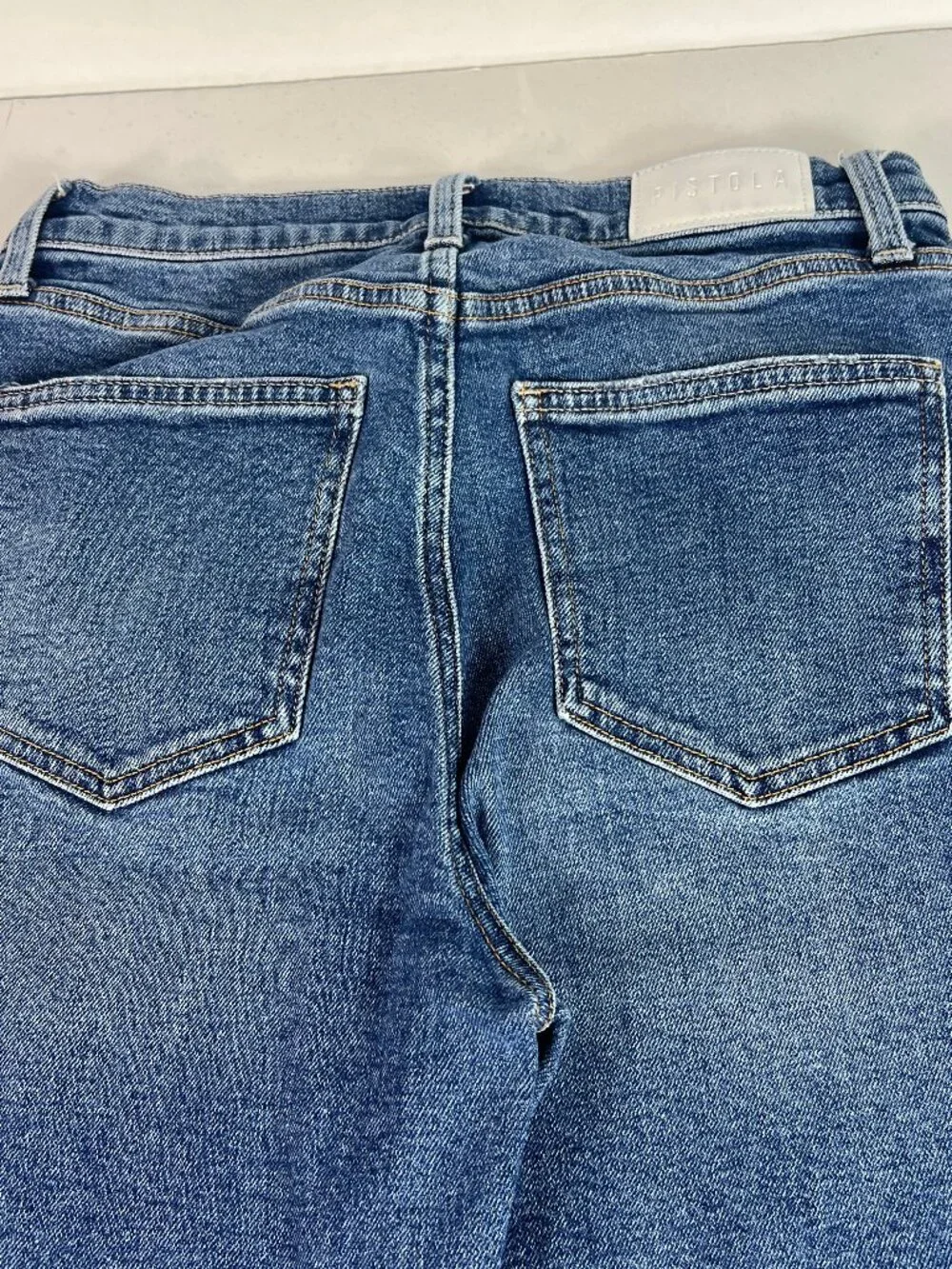 Pistola Jeans Women's 27x25* Charlie High Rise Straight Crop Blue Denim Tag 27